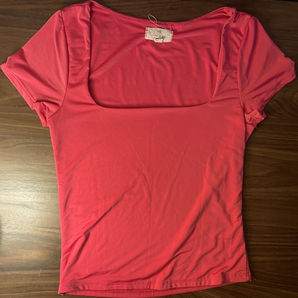 Live in The Moment Pink Squared Neck Line Top